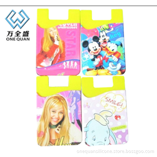 lovely cute shape sticky silicone card holder for various mobile phone